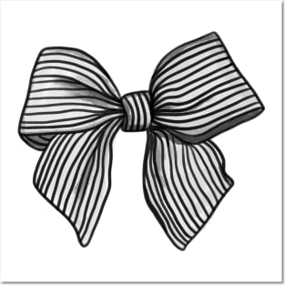 Coquette Black and White Bow Posters and Art